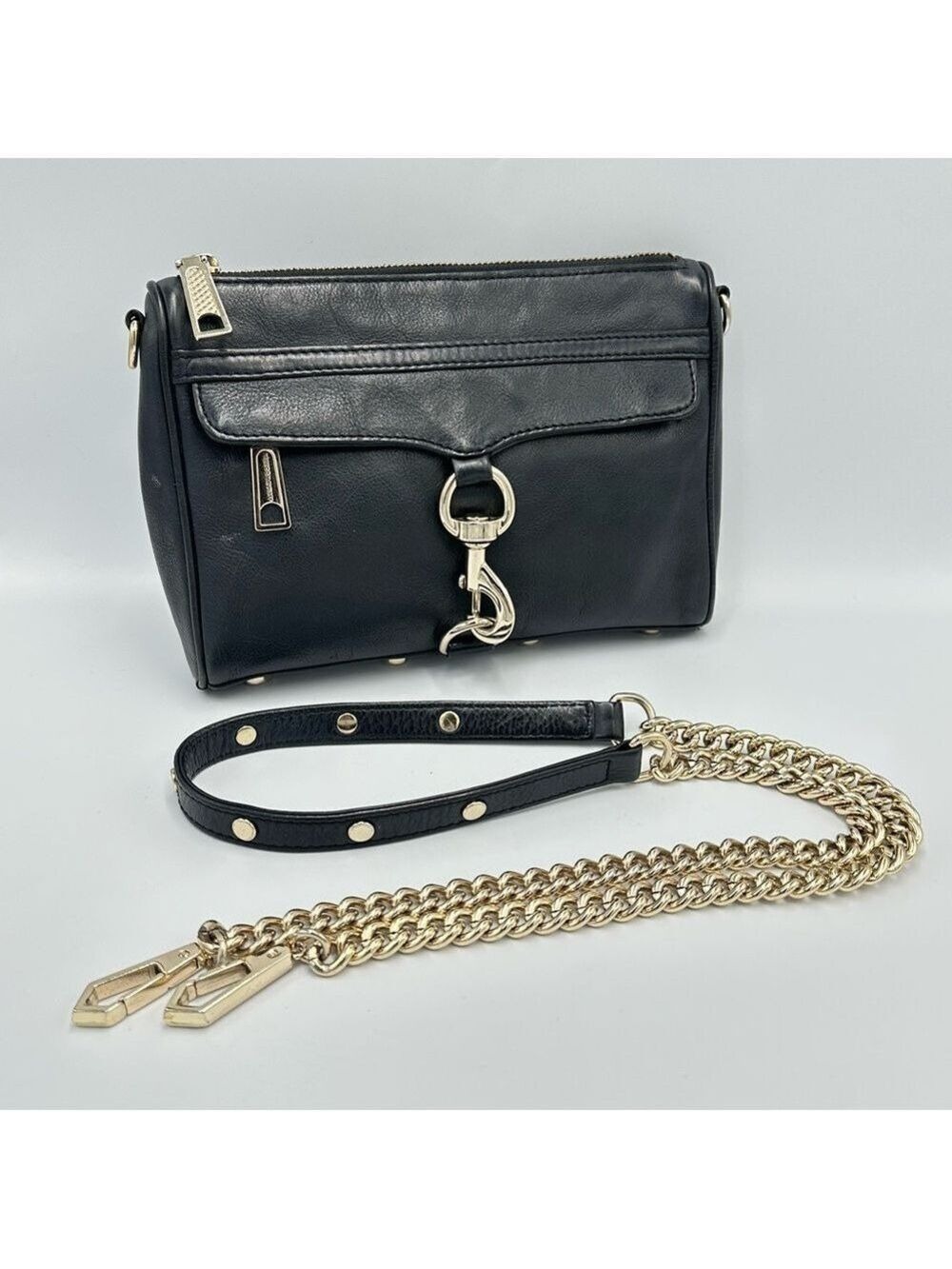 Rebecca Minkoff Mini MAC Crossbody Bag Black Leather Purse - Picture 1 of 14